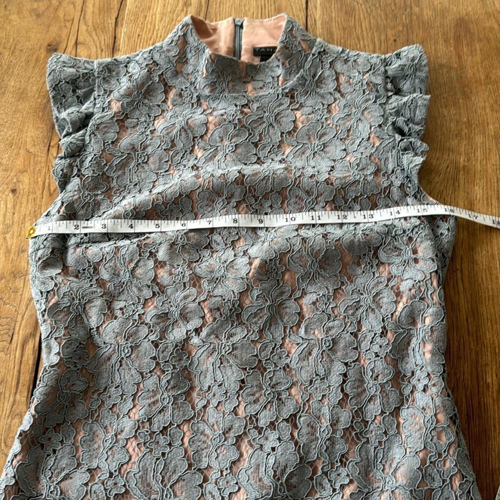 TAHARI HIGH NECK LACE PENCIL DRESS - Picture 4 of 9